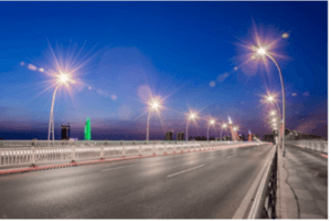 Beam-team-Streetlight-Installations Nighttime shot of newly built road
